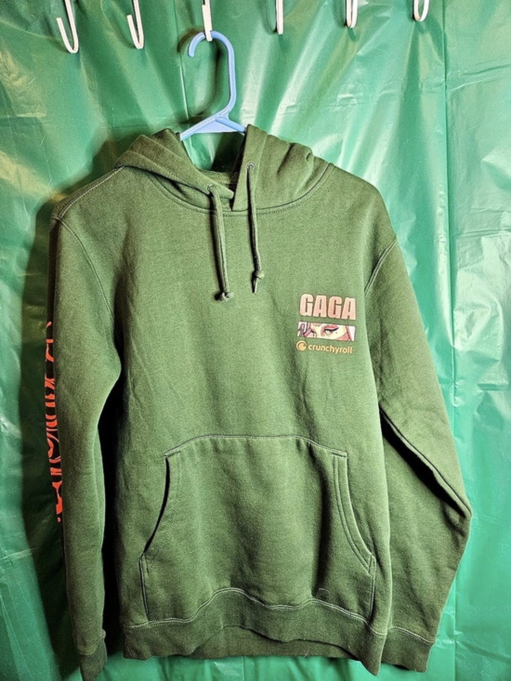 Crunchyroll Gaga x Crunchyroll Graphic Hoodie in Green & Pink Size Small